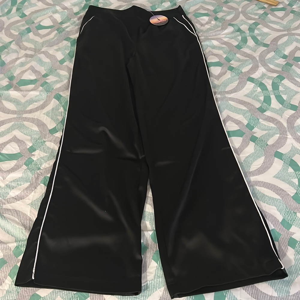 Black pants with white stripe